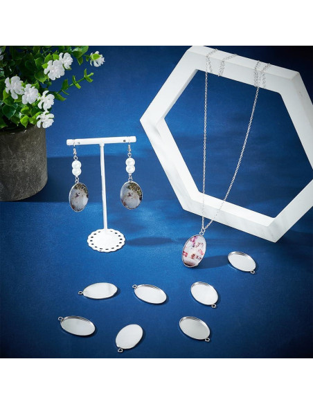 Bandejas de Bezel Ovaladas UNICRAFTALE 10pcs 20x30mm Acero Inoxidable