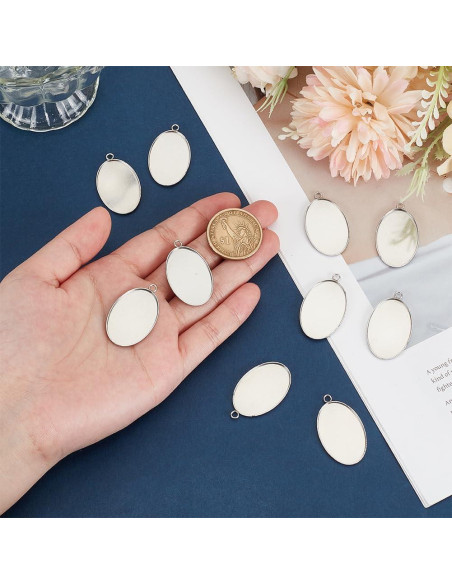 Bandejas de Bezel Ovaladas UNICRAFTALE 10pcs 20x30mm Acero Inoxidable