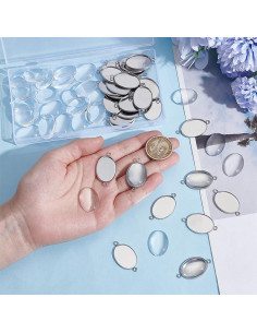 30 Conjuntos de Conectores Cabochón Ovalados UNICRAFTALE 2