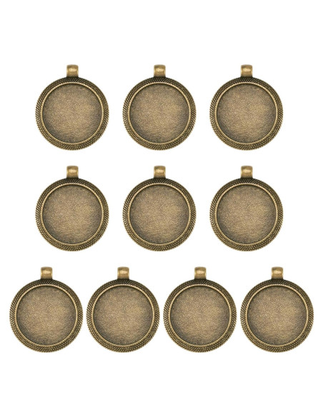 10 Piezas Configuraciones Bezel Pandahall 25mm Bronce Antiguo