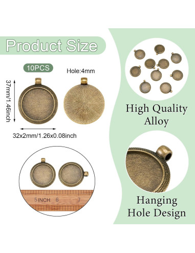 10 Piezas Configuraciones Bezel Pandahall 25mm Bronce Antiguo