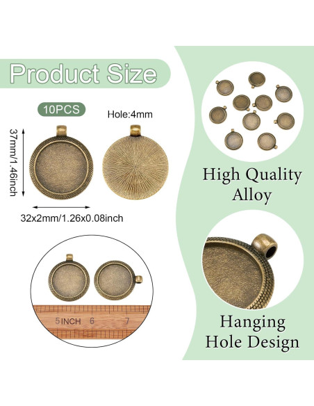 10 Piezas Configuraciones Bezel Pandahall 25mm Bronce Antiguo