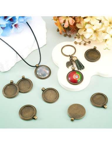 10 Piezas Configuraciones Bezel Pandahall 25mm Bronce Antiguo