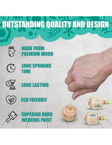 Juego de Toma Todo Pirinola Mexicana de Madera - Set de 3