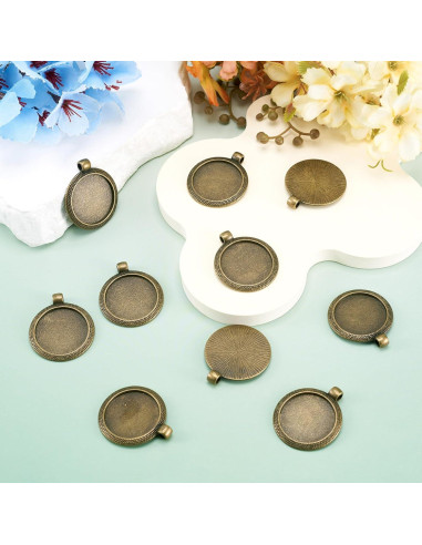 10 Piezas Configuraciones Bezel Pandahall 25mm Bronce Antiguo