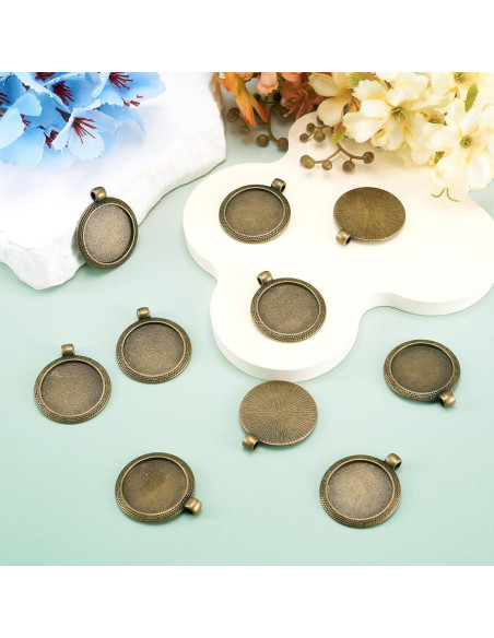 10 Piezas Configuraciones Bezel Pandahall 25mm Bronce Antiguo