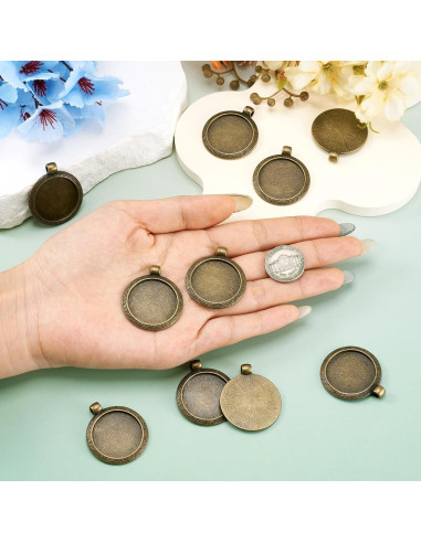 10 Piezas Configuraciones Bezel Pandahall 25mm Bronce Antiguo