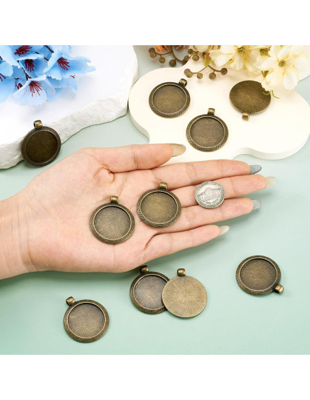 10 Piezas Configuraciones Bezel Pandahall 25mm Bronce Antiguo