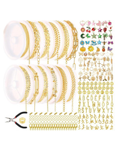 Kit de Joyería DIY Tondiamo 12 Rollos Cadenas Doradas 100 cm