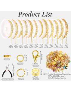 Kit de Joyería DIY Tondiamo 12 Rollos Cadenas Doradas 100 cm 2