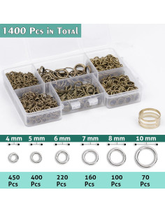 Anillas de Salto Abiertas GMMA 1400 Pcs 6 Tamaños Acero Inoxidable 2