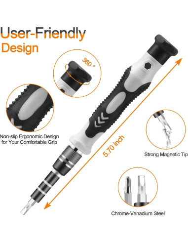 Kit de Destornilladores de Precisión Necamocu 115 en 1 Magnético