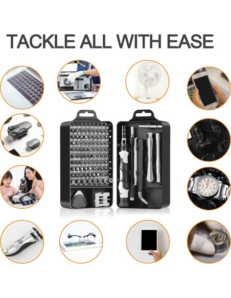 Kit de Destornilladores de Precisión Necamocu 115 en 1 Magnético