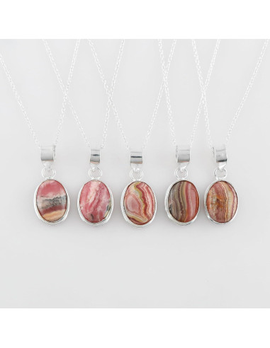 Colgante de Rodocrosita Ovalada YASHEE con Bezel 40.6 cm