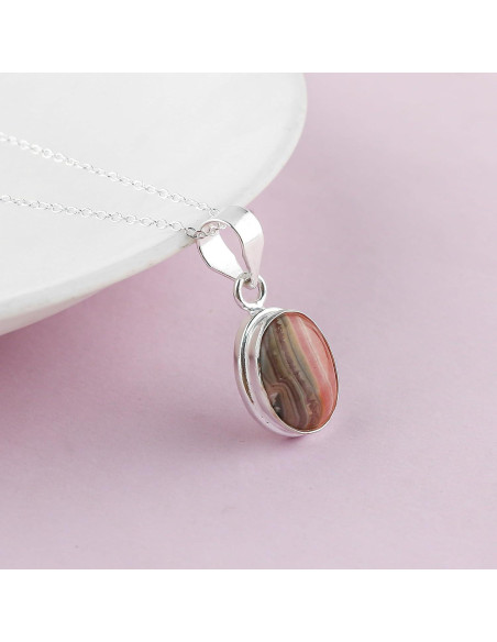 Colgante de Rodocrosita Ovalada YASHEE con Bezel 40.6 cm