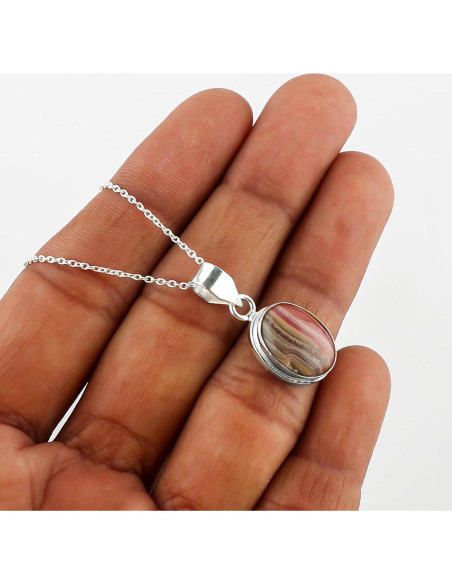 Colgante de Rodocrosita Ovalada YASHEE con Bezel 40.6 cm