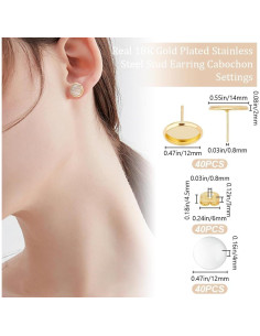 Beebeecraft Kit 40 Aretes DIY Acero Inoxidable Baño Oro 18K 2