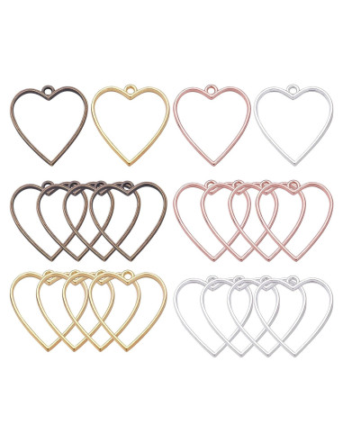 Abalorios de Bezel Abierto Hmjpng - 20pcs Corazón y Flor