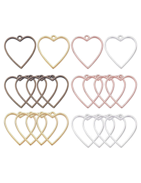 Abalorios de Bezel Abierto Hmjpng - 20pcs Corazón y Flor