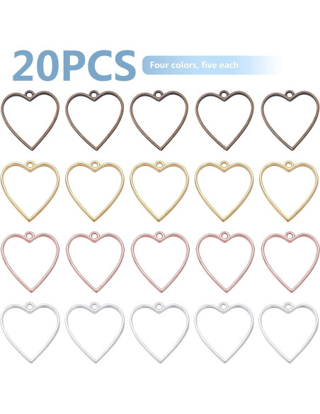 Abalorios de Bezel Abierto Hmjpng - 20pcs Corazón y Flor