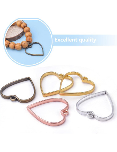 Abalorios de Bezel Abierto Hmjpng - 20pcs Corazón y Flor