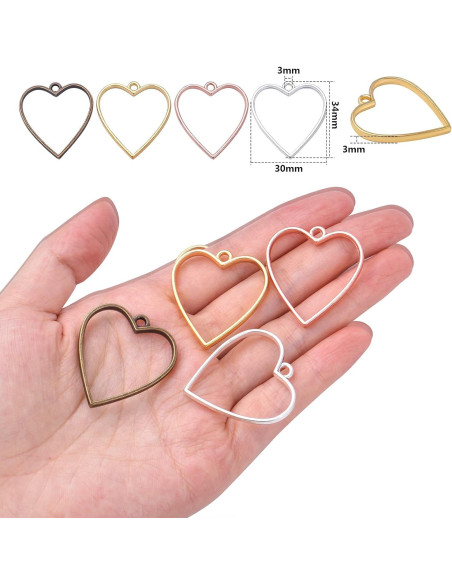 Abalorios de Bezel Abierto Hmjpng - 20pcs Corazón y Flor