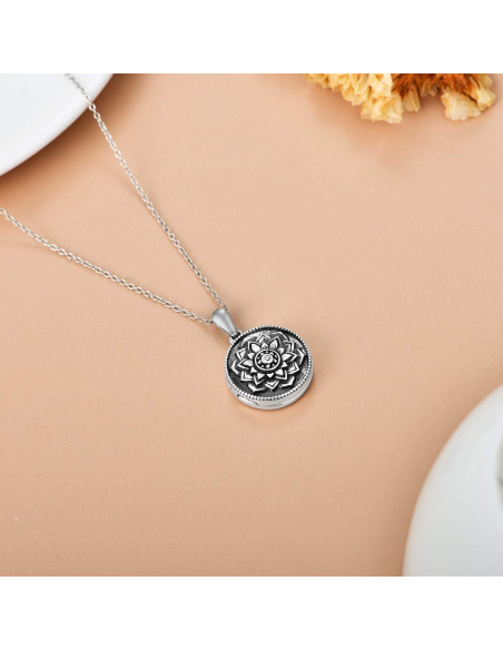 Llavero de Flor Loto Personalizado SOULMEET Plata 925 2 Fotos