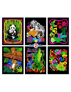 Paquete de 6 Pósters de Colorear Stuff2Color - Terciopelo Negro
