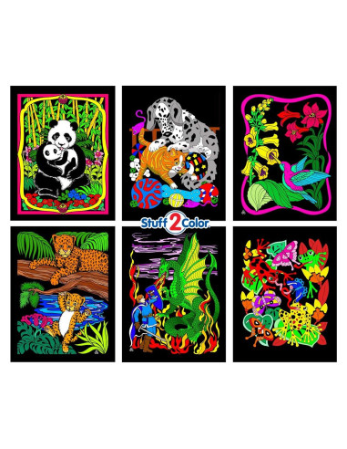 Paquete de 6 Pósters de Colorear Stuff2Color - Terciopelo Negro