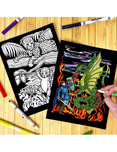 Paquete de 6 Pósters de Colorear Stuff2Color - Terciopelo Negro