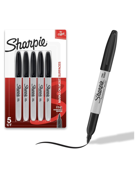 Marcadores Permanentes Sharpie Negros Punta Fina 5 Unidades