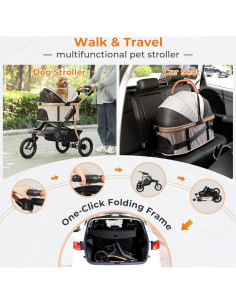 Carrito para Mascotas MSMask 3-en-1 Plegable Beige 27.2 kg 2