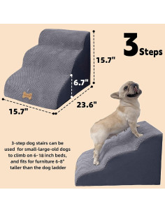 Escaleras para perros Necrely 3 pasos antideslizantes 60x40 cm 2