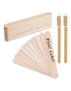 Etiquetas de Plantas de Madera Whaline 200 Pcs 15x1.7 cm
