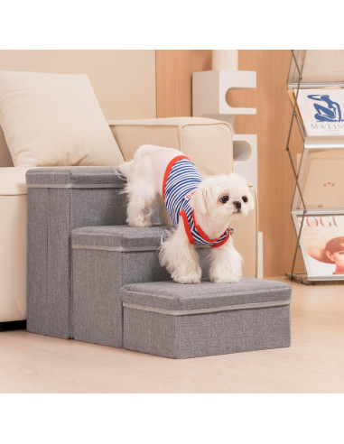 Escaleras para Perros Uross con Almacenamiento 3 Pasos Gris