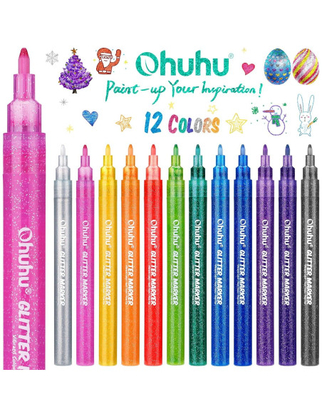 Marcadores Metálicos Ohuhu 12 Colores Brillantes Tinta Agua