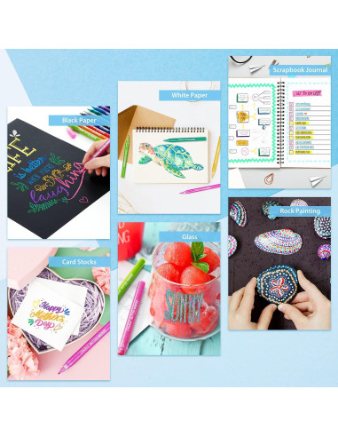 Marcadores Metálicos Ohuhu 12 Colores Brillantes Tinta Agua