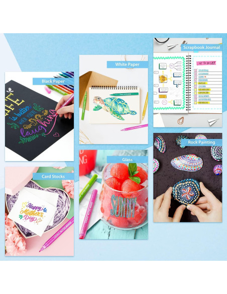 Marcadores Metálicos Ohuhu 12 Colores Brillantes Tinta Agua