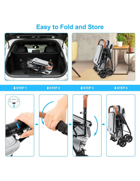 Carrito Doble para Mascotas LPOTIUS Gris Plegable 20 kg