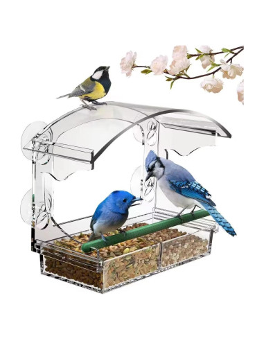 Comedero para Aves de Ventana Hasuber Transparente 20x12x7cm