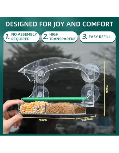 Comedero para Aves de Ventana Hasuber Transparente 20x12x7cm
