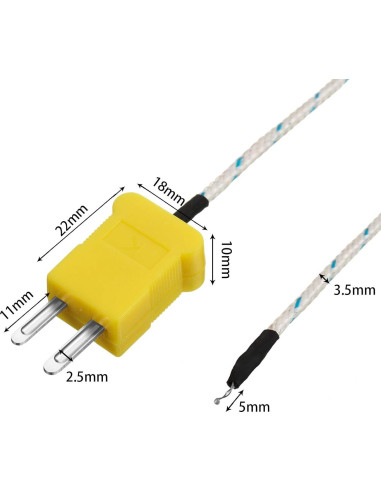 5 Sensores de Sonda Termopar Tipo K Weewooday 3m -50 a 400C