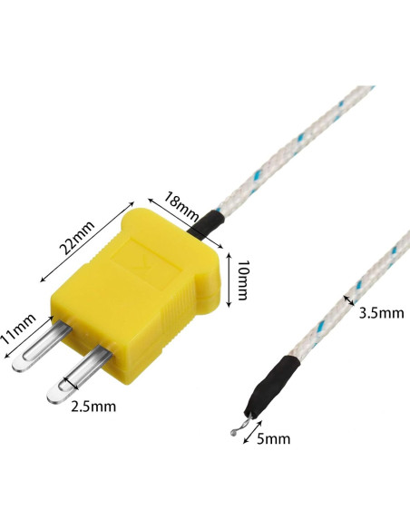 5 Sensores de Sonda Termopar Tipo K Weewooday 3m -50 a 400C