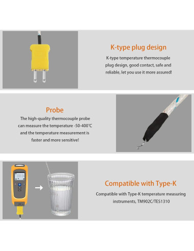 5 Sensores de Sonda Termopar Tipo K Weewooday 3m -50 a 400C