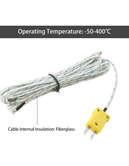 5 Sensores de Sonda Termopar Tipo K Weewooday 3m -50 a 400C