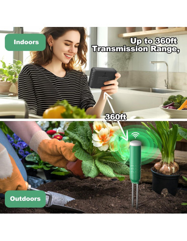 Medidor de Humedad del Suelo Inalámbrico MYLAIM 4 en 1 LCD