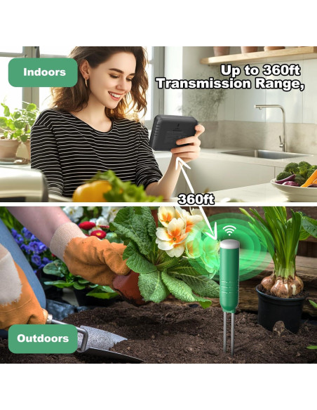 Medidor de Humedad del Suelo Inalámbrico MYLAIM 4 en 1 LCD