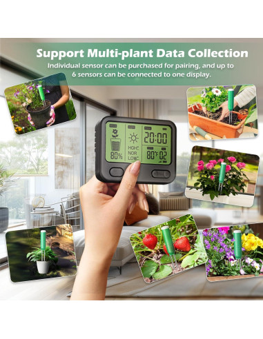 Medidor de Humedad del Suelo Inalámbrico MYLAIM 4 en 1 LCD