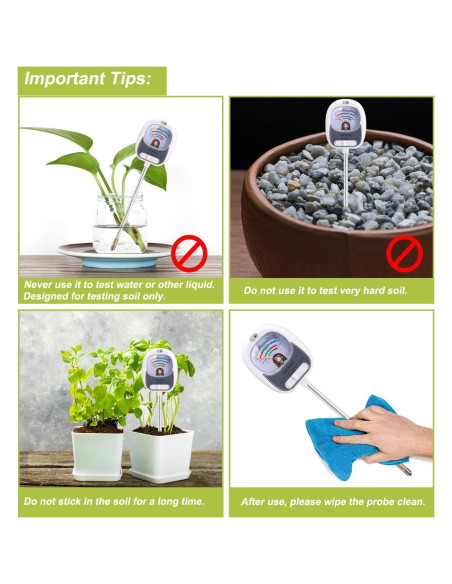 Kit de Prueba de Suelo 4-en-1 HSLGOVE - Medidor de pH, Humedad y Luz