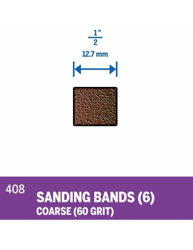 Bandas de Lijado Dremel 408 Grano 60 12.7 mm Paquete de 6